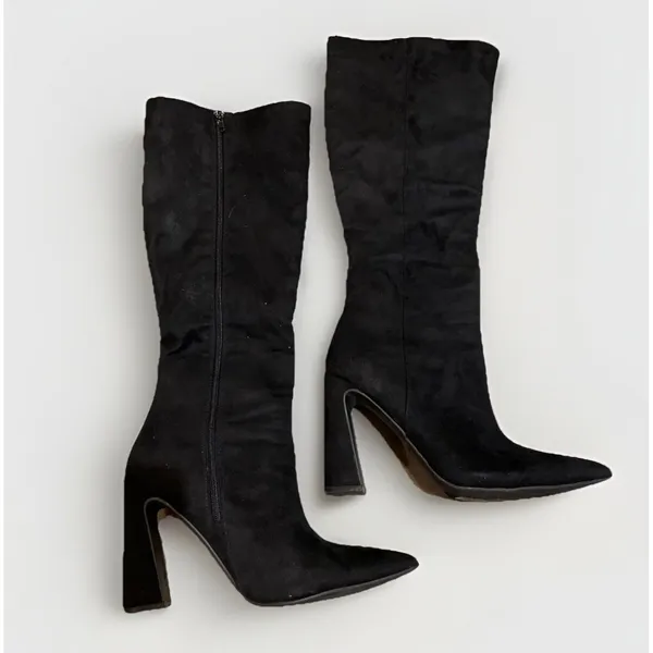 Rouge Helium Zenon Black Faux Suede Knee High Boots Womens Size 10 - Image 3