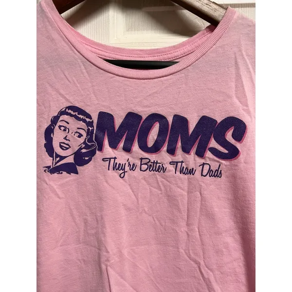 Pink Moms Theyre Better Than Dads Retro Graphic Glitter T-Shirt Large 12/14 - Image 2