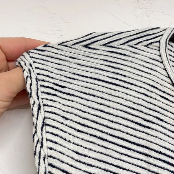 Max Studio Black & White Striped Short Sleeve Ruched Mini Dress Womens S Artsy - Image 7