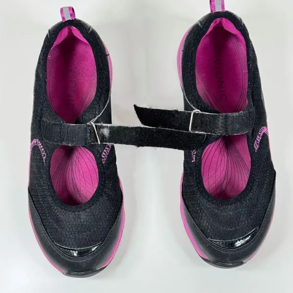 Vionic Sunset Orthotic Mary Jane Comfort Sneakers Shoes‎ Black Pink 7 - Image 5