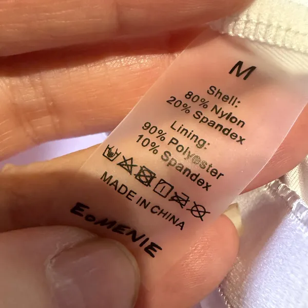 E.Menie White ruched spaghetti strap one piece build in bra‎ swimsuit medium - Image 3