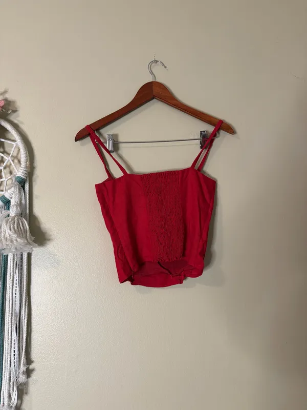 Reformation Emery Linen Top Red Size 2 - Image 5