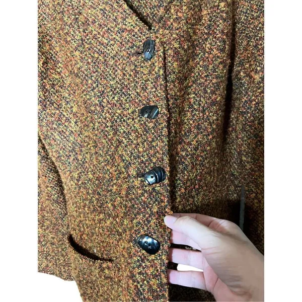 Vintage F.L Malik Tweed Long Line‎ Coat Size M - Image 8