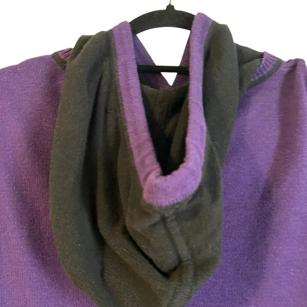 Lauren Ralph Lauren Women 1X Knit Hoodie Purple Black Kangaroo Pocket Boho - Image 7