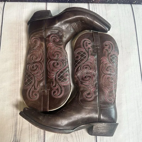 Ariat‎ “Bright Light” Western Snip Toe Boots 10011920 Mahogany Leather Sz 8.5 - Image 8