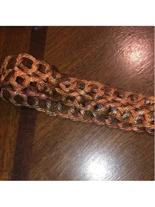 Copper Metal Vintage Brutalist Chunky Retro Braided Belt With Removable Buckle - Image 4