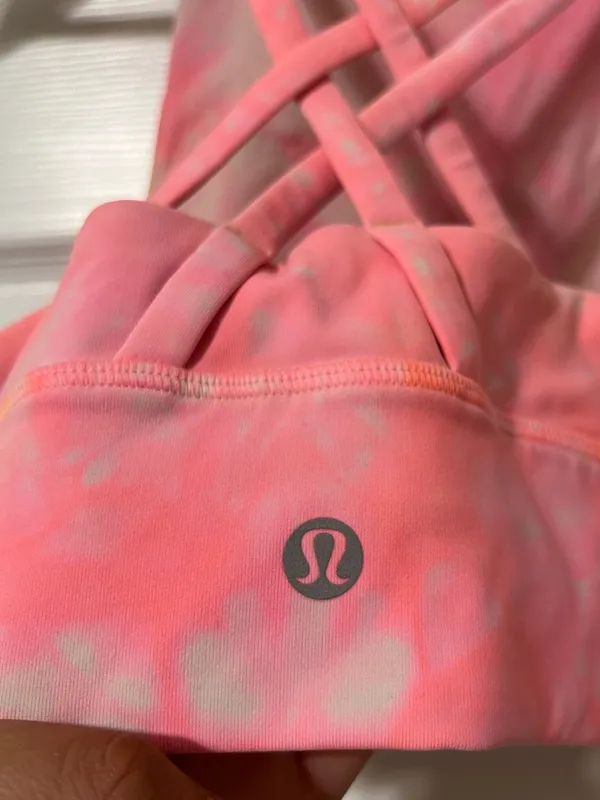 Lululemon Energy Bra High Neck Long Line Shibori Orange Tie Dye Size 4 - Image 5