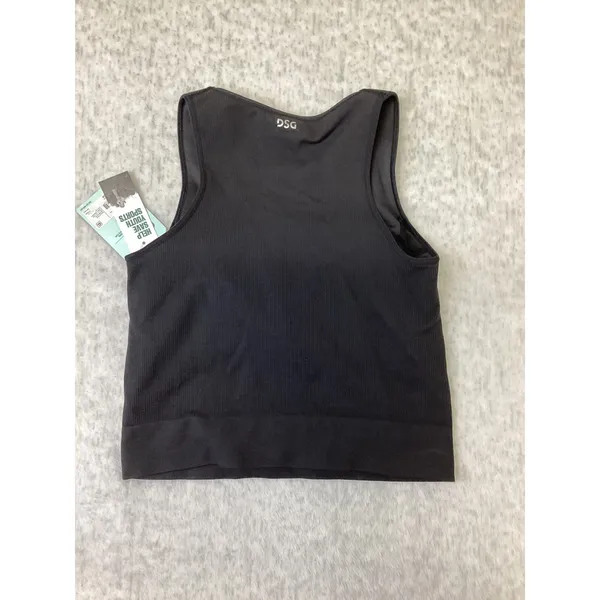 DSG Momentum Seamless Crop Tank Pure Black Womens XS DAW23303 Ribbed Square Neck - Image 2