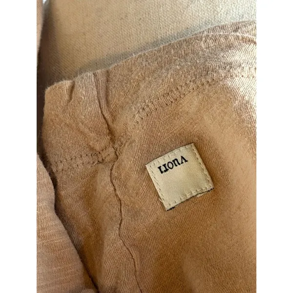 Vuori Long Sleeve Top Womens Medium‎ Tan Pink Relaxed Fit Slub Knit Tee Athletic - Image 6