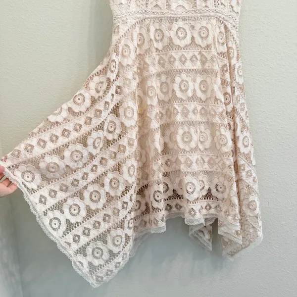 Free‎ People "Just Like Honey" ivory lace Mini dress Size 8 Boho Feminine - Image 10