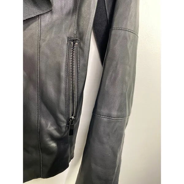The Limited Collection Womens Black Faux Leather Biker Drape Jacket Size XS Goth - Image 7
