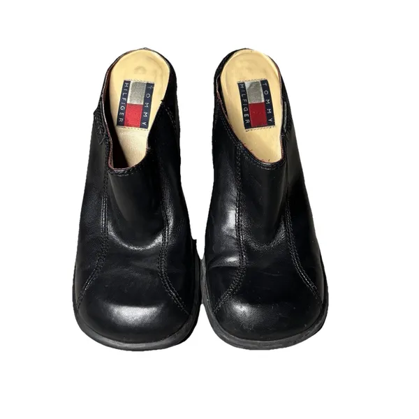 Vintage Tommy Hilfiger Women's 6 Black Chunky Platform Slides 90s Y2K Sandals - Image 4