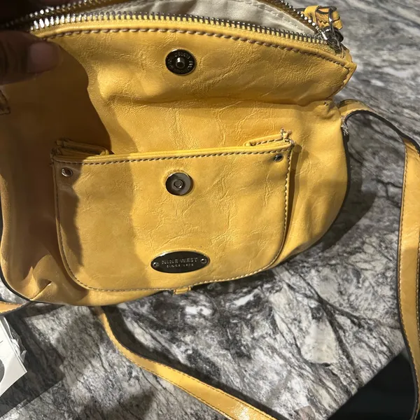 Nine West Yellow Faux Leather Crossbody Bag - Image 6