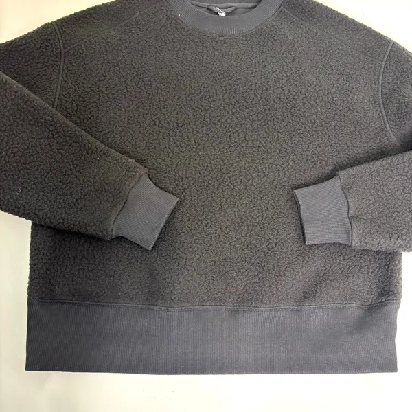 Everlane Renew Fleece Oversized Black Crewneck Pullover Sweater S - Image 10