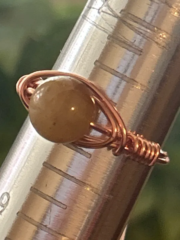 💍 Handcrafted tiger eye copper wire wrapped crystal ring size 8 - Image 4