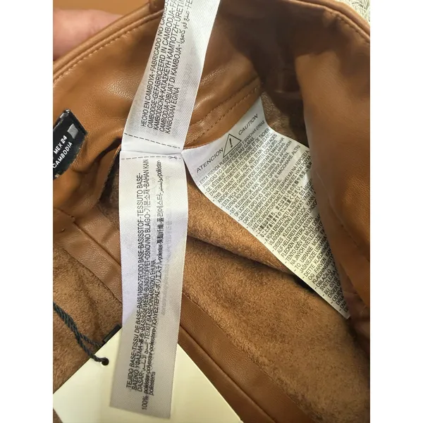 Zara Women’s Brown Faux Leather High Waisted Wide Leg Pants Button Fly XS NWT - Image 6