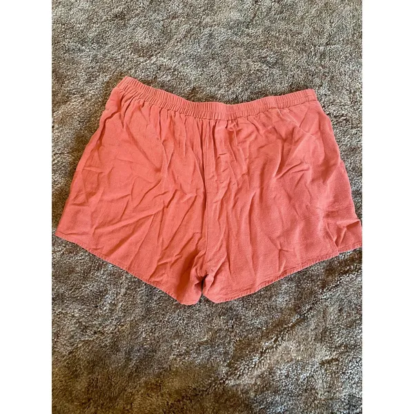 ANRABESS Linen Rayon Blend High Waisted Casual Summer Shorts Lounge Coral Beach - Image 3