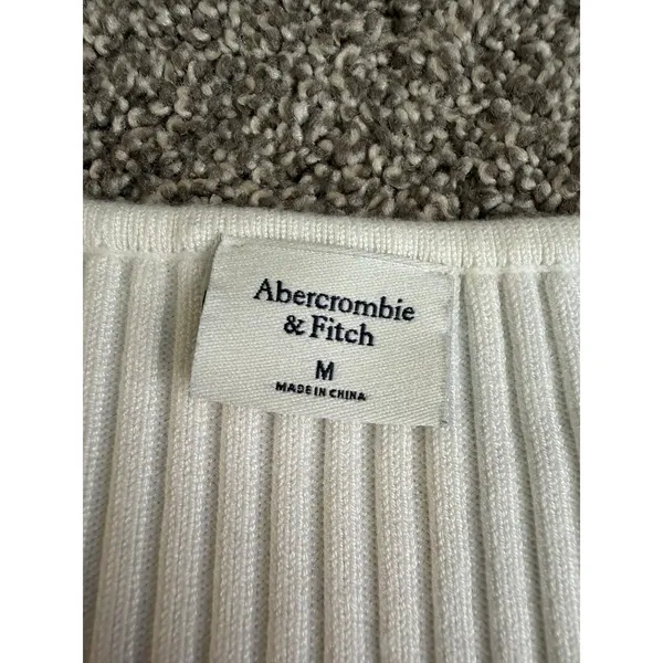 Abercrombie & Fitch Ribbed Twist Front Sweater Top Ivory Medium - Image 3