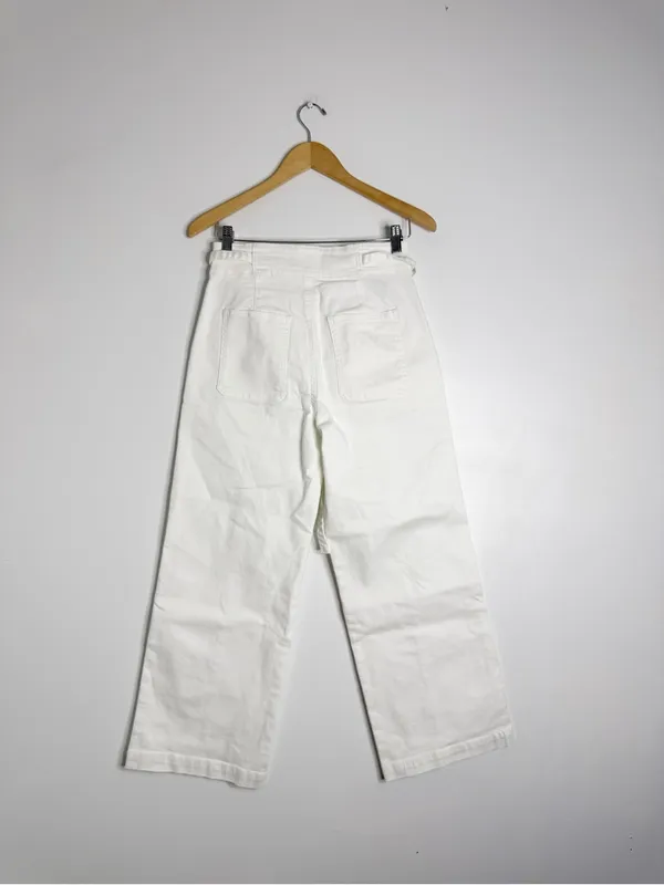Hudson White High-Rise Wide Leg Pants Size 8 Tie Waist Utility Crop - Image 3