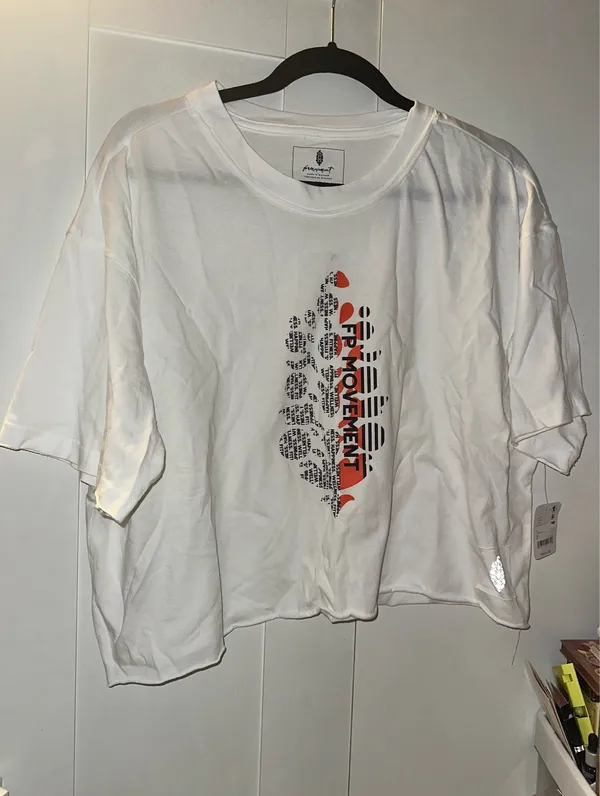 NWT NWT Free People Movement Inspire Buti Logo Tee In White Combo - Image 8