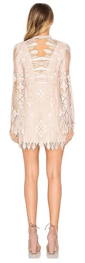 Free People Blush Lace Mini Dress - Image 3