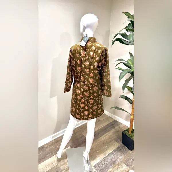 Tuckernuck Hazel Clifton Mini Dress S Brown Floral Corduroy NWT - Image 3