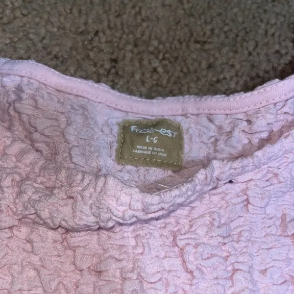 Free People Free-est Sterling Smocked Tiered‎ Maxi Dress Chalk Pink Large - Image 6