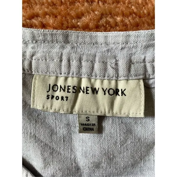 JONES NEW YORK SPORT Linen Bottom Down Grey Shirt - Image 2