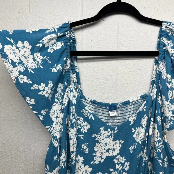Old Navy Floral Maxi Dress Womens 3X Cottagecore Milkmaid Vacation Travel Fairy - Image 8
