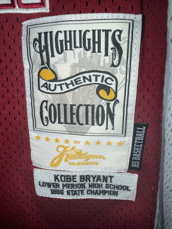 Headgear Classics Highlight Collection Kobe Bryant HS Jersey Lower Merion Red - Image 2