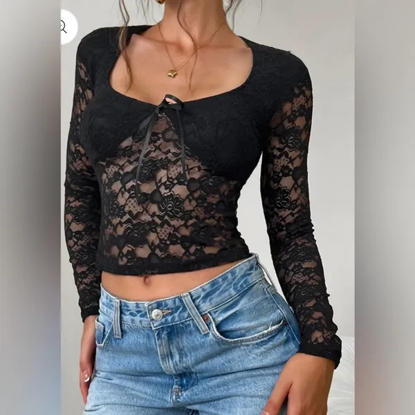 Source Unknown Pink Lace‎ Top Size Large - Image 5