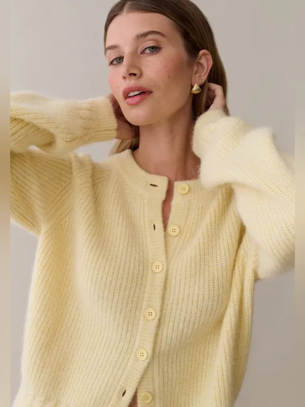 NWT Few Moda Shoshana Cardigan size Large Butter Yellow sweater Kourt button up - Image 4