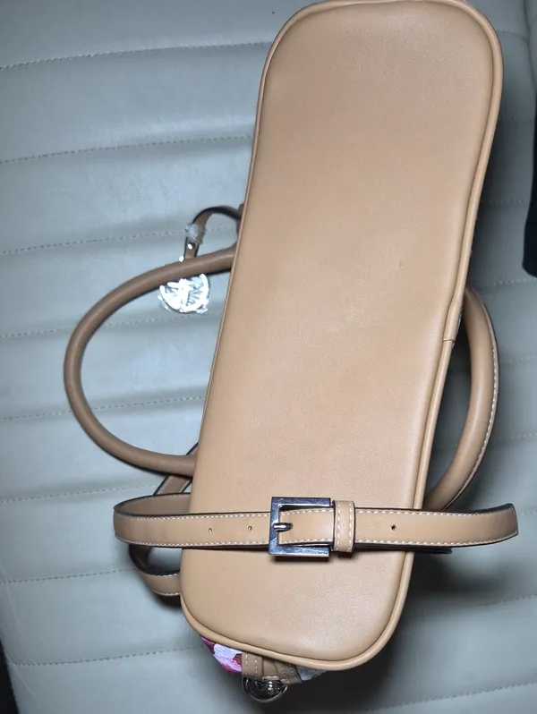 Giani Bernini Floral Logo Bag Purse Satchel in Tan and Pink Shoukder Crossbody - Image 5