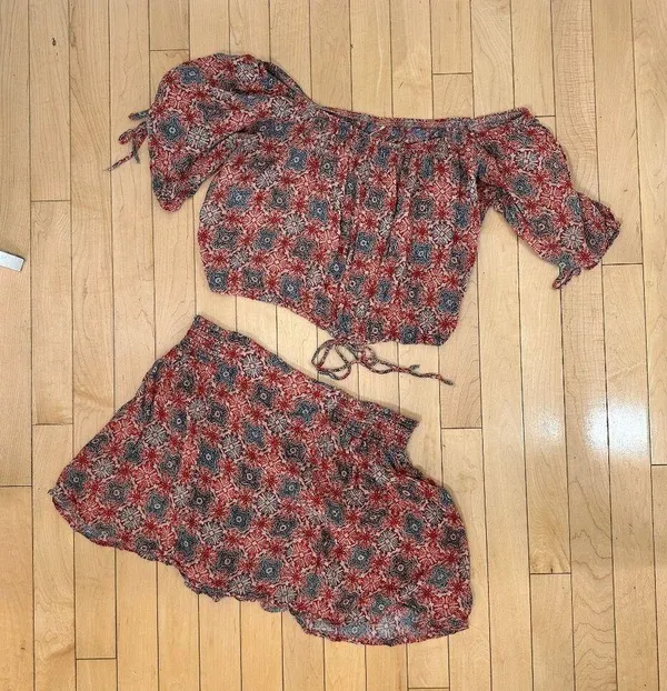 FREE PEOPLE Two Piece Crop Top Mini Skirt Set Size Small - Image 7