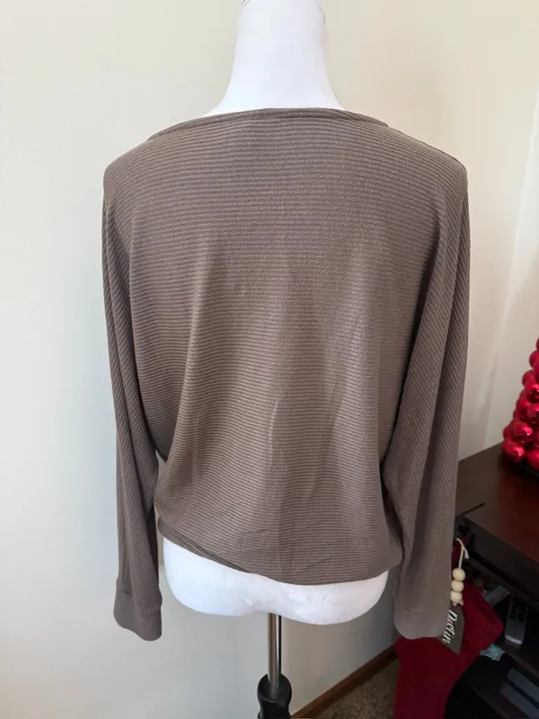 A New Day Mocha Ribbed Long Sleeve  - Image 3