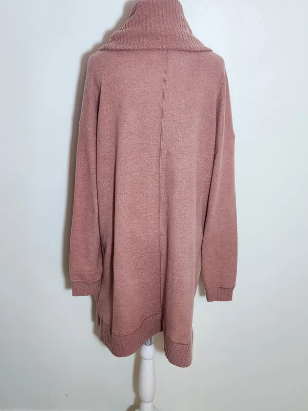 Lulus Autumn Daze Mauve Pink Cowl Neck Mini Sweater Dress Size Medium - Image 4