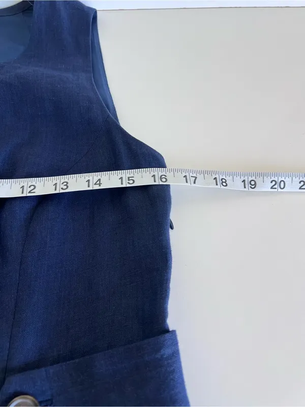 J. Crew Factory Women's Sheath Dress with Waist Tabs Linen Navy Suiting - Image 8