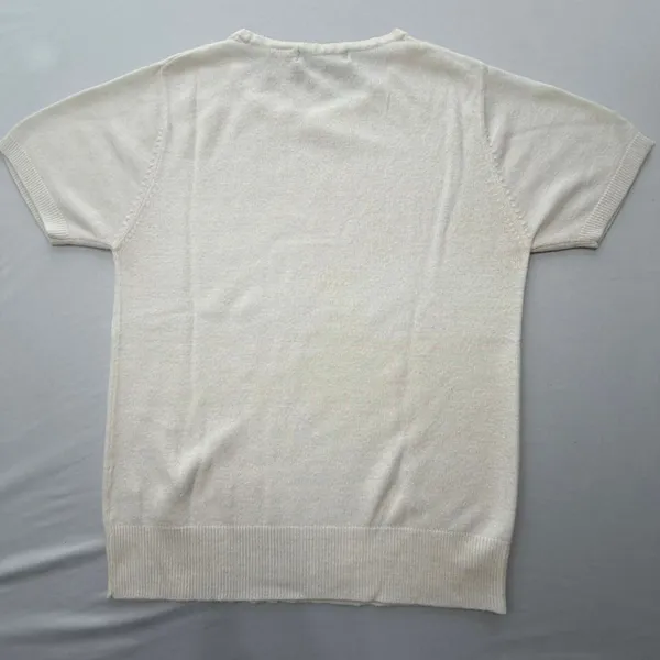 Carolyn Taylor Essentials White Short Sleeve Crew Neck Acrylic Knit Sweater - Image 2
