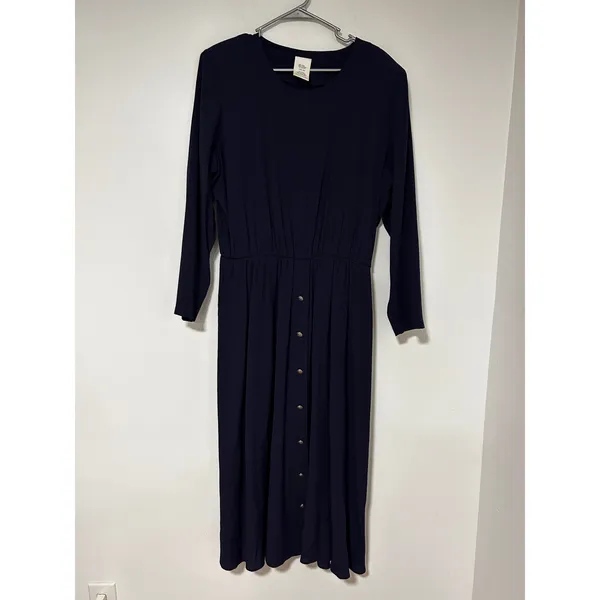 Lady Dorby Vintage 90s Navy Blue 2 Piece Maxi Dress and Lace Vest Set Plus 18W - Image 10