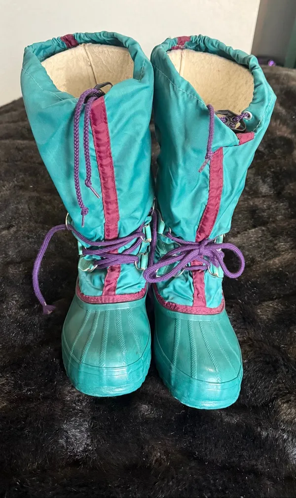 Vtg SOREL Winter Snow Rubber Boots 6 Removable Felted Liner Green - Image 2