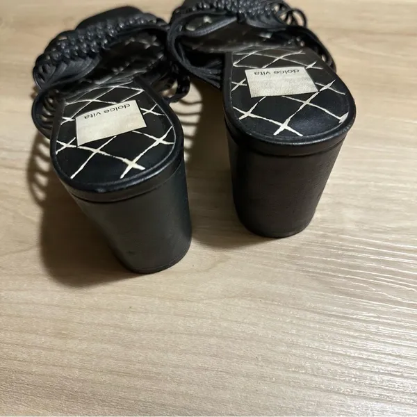 Dolce Vita Black Delana Woven‎ Leather Sandals 7.5 Block Heel - Image 6