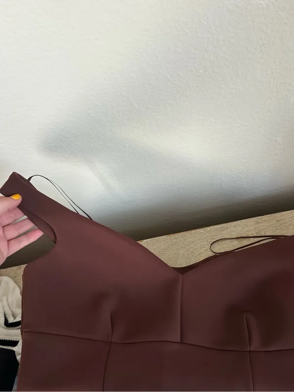 Zara Off the Shoulder Brown Structured Top - Image 8
