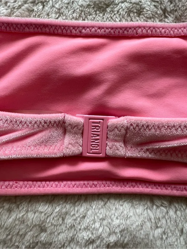 Triangl Pink Velvet Bikini Size XL top S bottom - Image 5