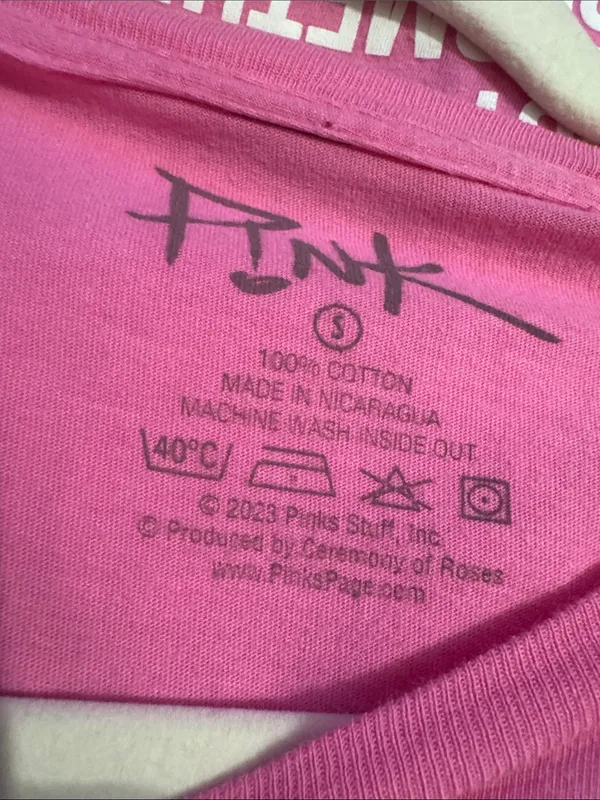 P!NK Trustfall 2023 Graphic Tee S 17.5” p2p Pink NWOT - Image 3