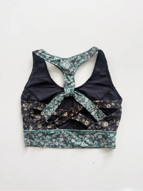 Free People Movement Floral Synergy Strappy Back Crop Top Sports Bra Small - Image 3