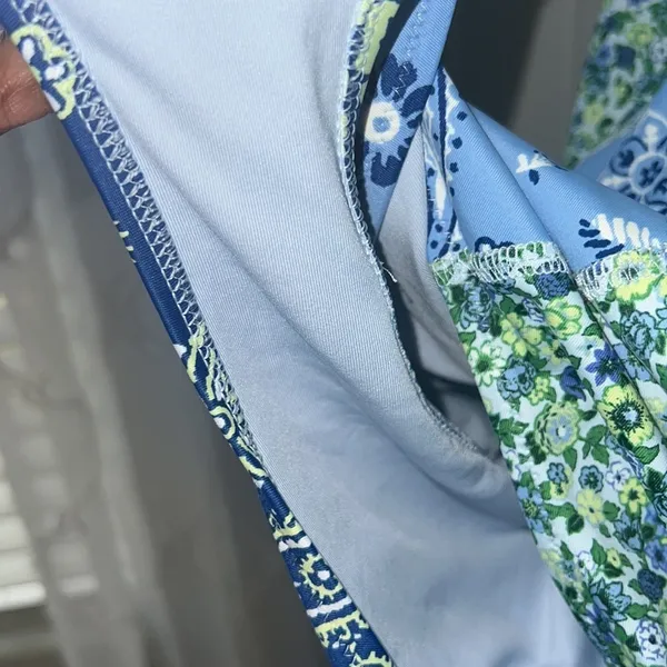 Aerie Blue Paisley Bandana Pattern One Piece Full coverage Bathing Suit Small - Image 5