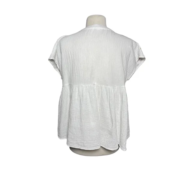 UMGEE Women’s Boho White Gauze Embroidered Babydoll Short Sleeve Top - Image 5