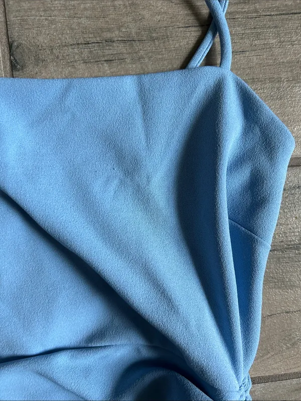 Windsor Light Blue Ruched Mini Dress - Image 4