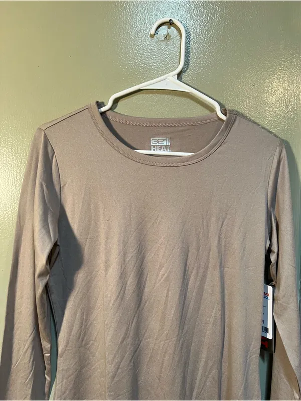 32 Degrees Heat Women’s Size Medium Long Sleeve T-Shirt Heather Sandstone Beige - Image 4