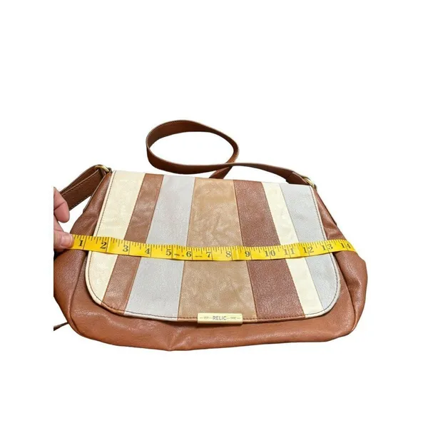 Relic Women's Multi-Color Striped Faux Leather Crossbody Bag With Polka Dot Inte - Image 9